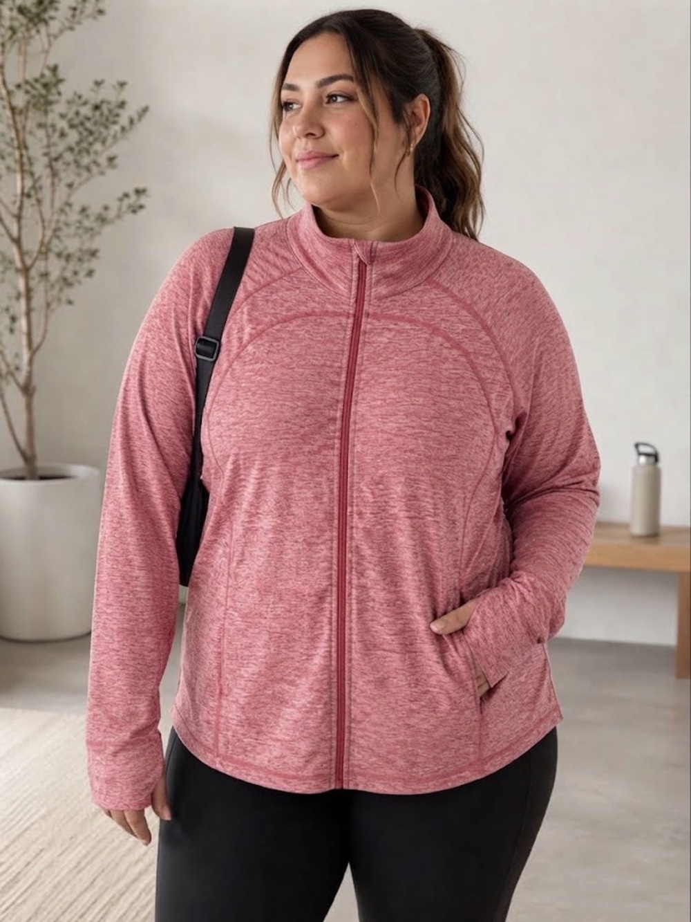 Cozy Pink Active Athleisure Full Zip Jacket Ideology 2X